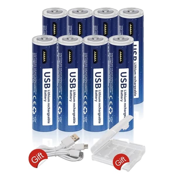 Uudelleenladattavat paristot, suuri kapasiteetti, USB-lataus, 8AAA-paristo