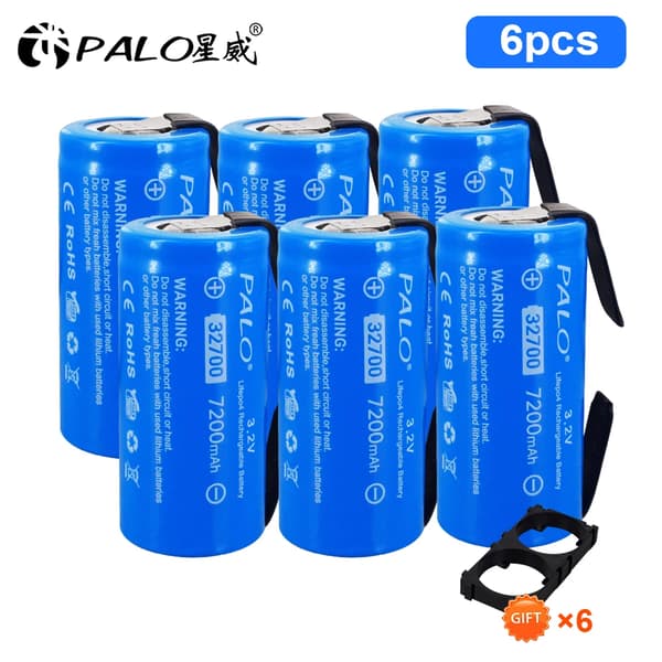 LiFePO4 Genopladeligt Batteri, 7200mAh Kapacitet, 3.2V Spænding,6 stk