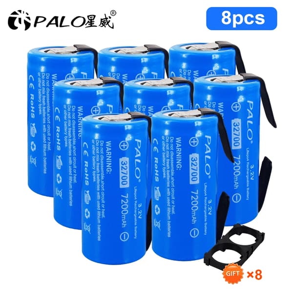 LiFePO4 Genopladeligt Batteri, 7200mAh Kapacitet, 3.2V Spænding,8 stk