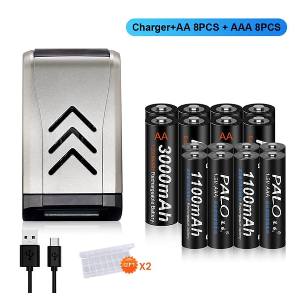 Genopladelige batterier, lav selvudladning, ideelle til legetøj og tastaturer., 8AA8AAA 1 Opladning