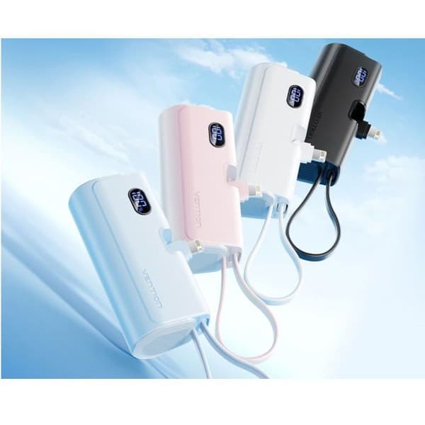 Vention LED-skärm strömförsörjning 4800mAh (USB-C Lightning USB-C) 22,5W Svart Fällbar Lightning Ty
