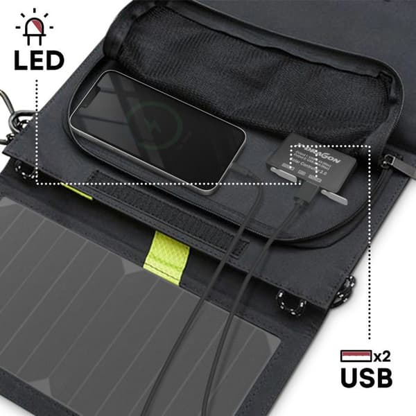 Vattentät solcellsladdare 20W dubbla USB hopfällbar för utomhusbruk svart