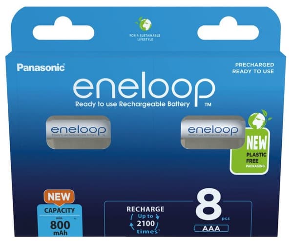 Genopladelige batterier PANASONIC ENELOOP AAA 800 mAh 8 stk. (BK-4MCDE/8HH)