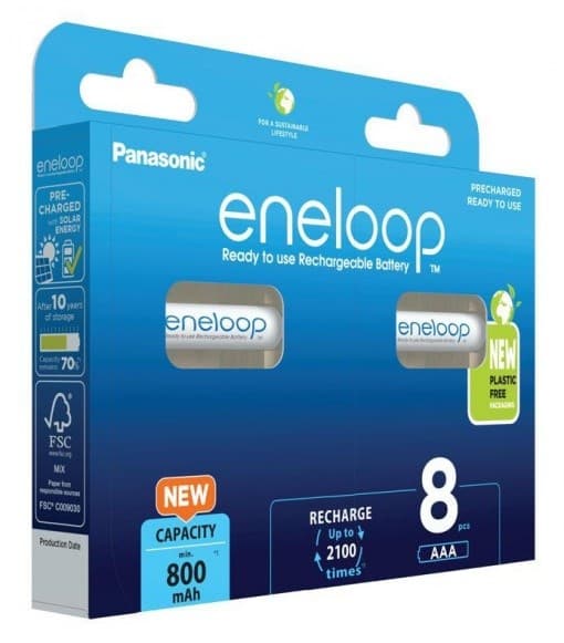Genopladelige batterier PANASONIC ENELOOP AAA 800 mAh 8 stk. (BK-4MCDE/8HH)