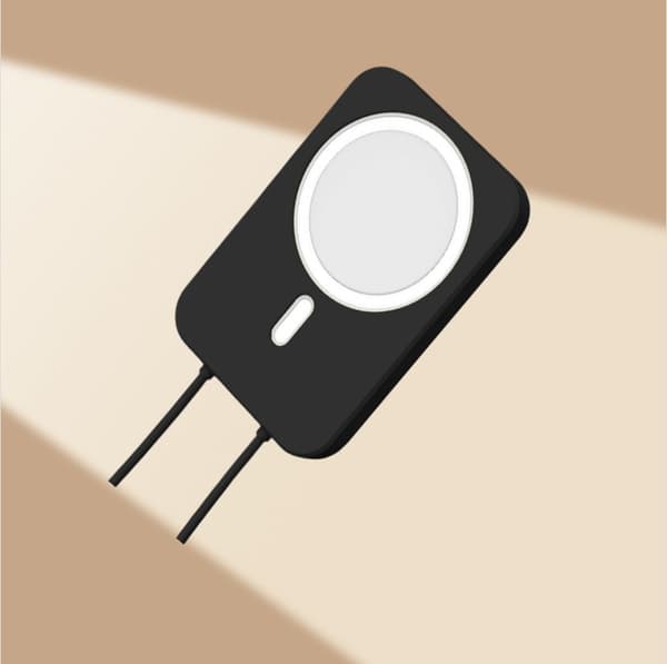 INF Silikone-etui til iPhone 12 MagSafe trådløs powerbank Sort