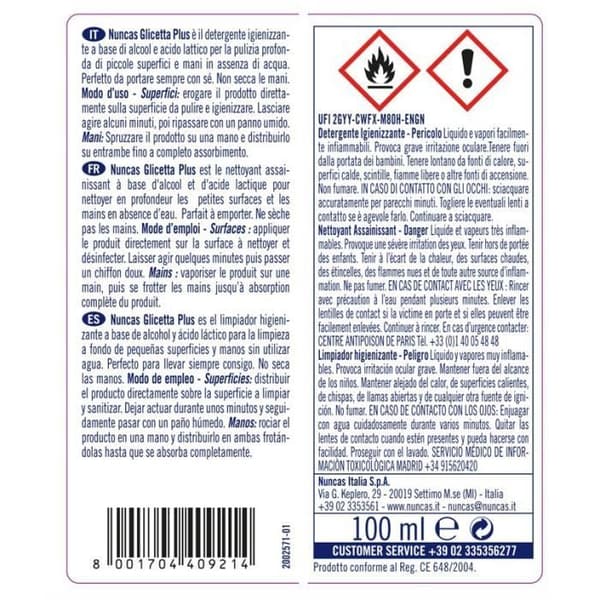 Sanitizing Cleaner Surfaces &amp; Hands Glicetta Vapo 100ml - Desinfektionsmedel