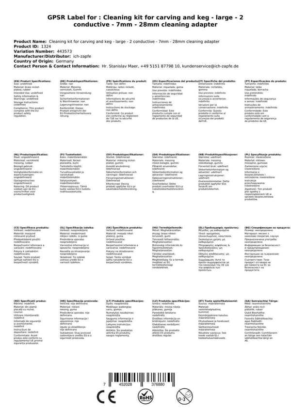 Puhdistussarja hanalle ja tynnyrille - iso - 2leitig - 7mm - 28mm puhdistussovitin