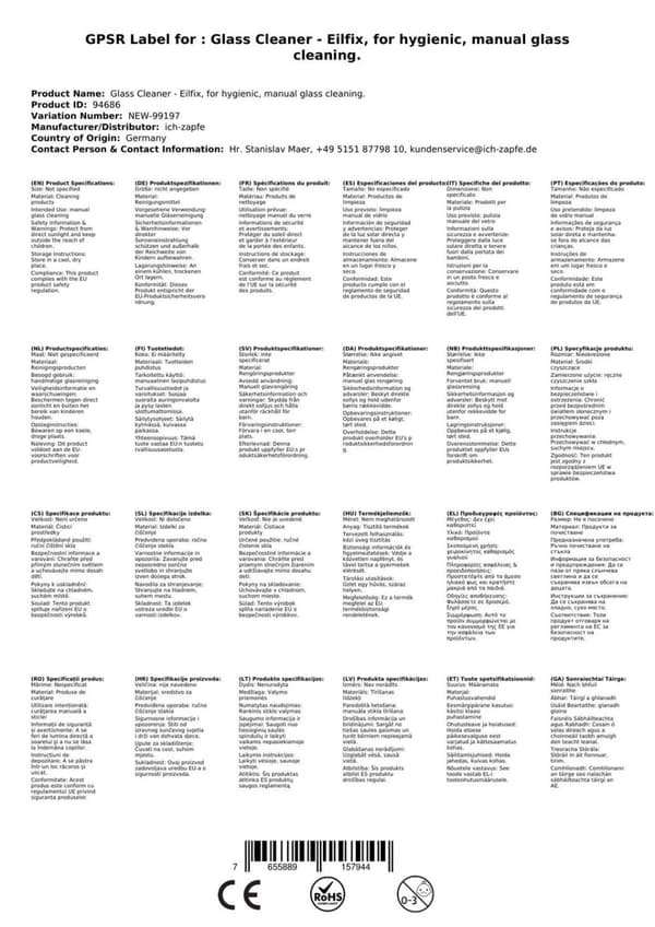 Puhdistusaineet, lasinpesu - Eilfix