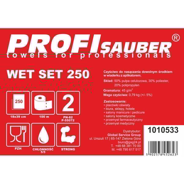 Trasor i en hink med blötläggningsdispenser ProfiSauber WET SET 250