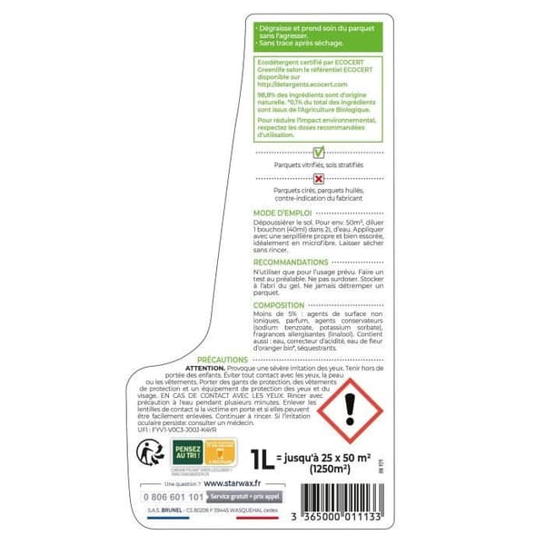 STARWAX Koncentrerad rengöringsmedel för parkett och laminat 1l ekocert Soluvert
