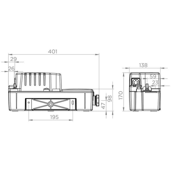 Kondensatlyftpump - SFA - Sanicondens Best Flat - För golvstående pannor - 45 dBA - Kondensatneutralisering