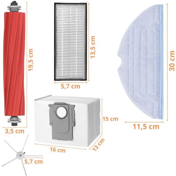 Pack tillbehör + dammsugarpåse för Roborock S7 Pro Ultra / S7 MaxV Ultra - Påsar/Filtar/Mopp/Borstar/Rullar Phonillico®