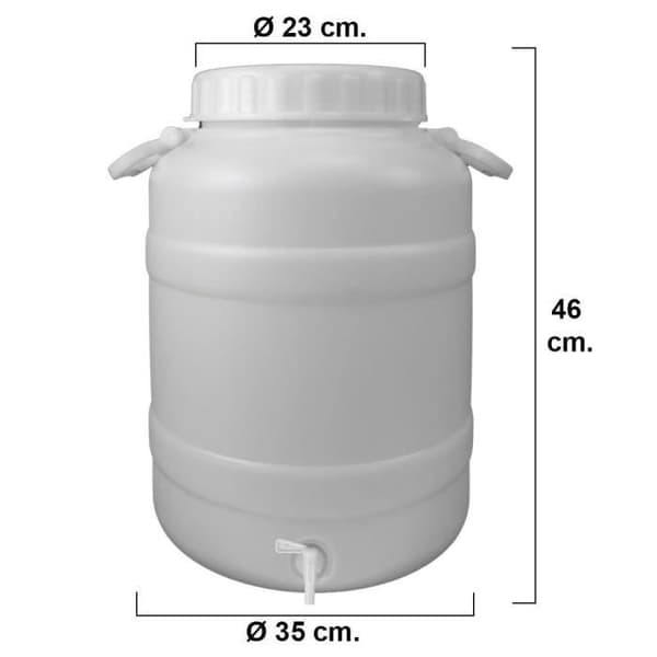 Kanister Garrafa Plastico Alimentario Con Grifo y Boca Ancha 30 Lt.