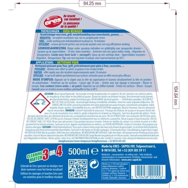 Kraftfullt ugnsrengöringsmedel - Eres - 500 ml