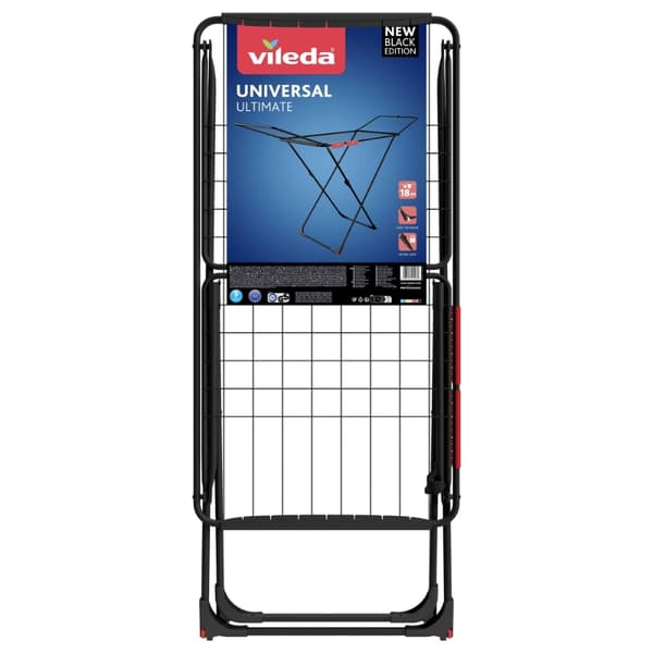 Vileda Universal Ultimate Torkställning – Black Edition, hopfällbar 18 m torkyta