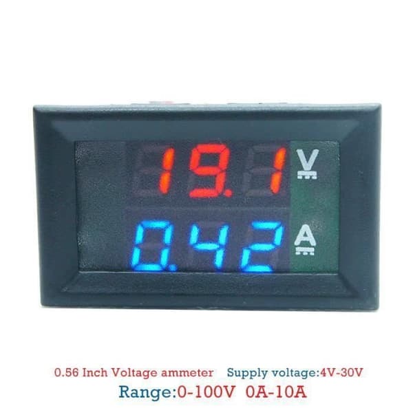 DC 100V 10A MiNi Voltmeter Amperemeter Panel Amp Volt Mätare Dubbel LED Röd Blå Digital