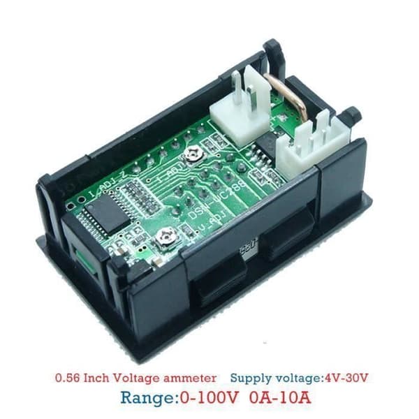 DC 100V 10A MiNi Voltmeter Amperemeter Panel Amp Volt Mätare Dubbel LED Röd Blå Digital