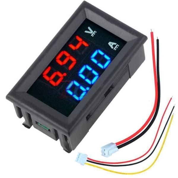 DC 100V 10A MiNi Voltmeter Amperemeter Panel Amp Volt Mätare Dubbel LED Röd Blå Digital