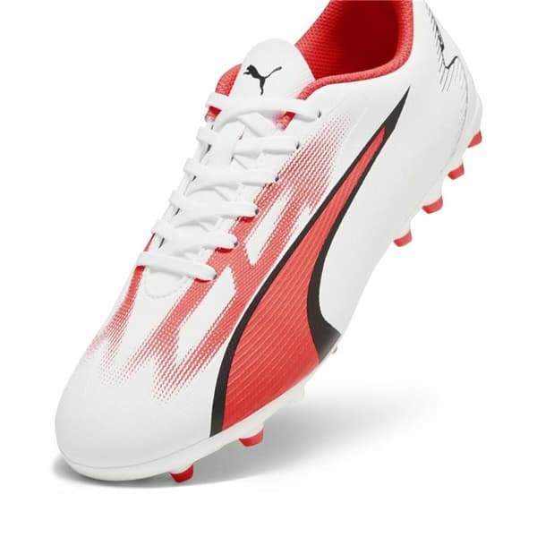 Lasten jalkapallokengät Puma Ultra Play MG Valkoinen Punainen