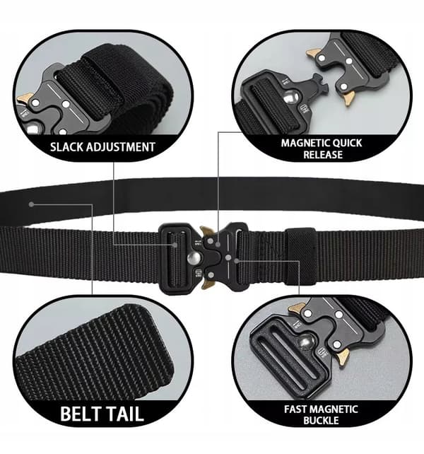 TAKTISK MILITÄR ÖVERLEVNADSBÄLTE I NYLON, STARK 125 CM
