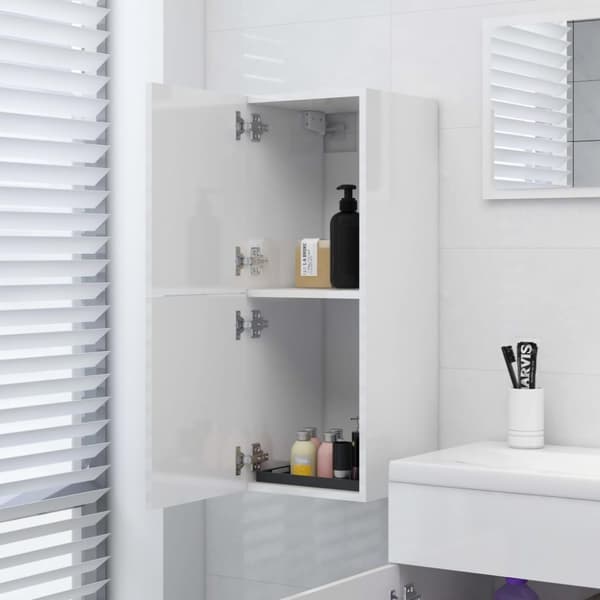 vidaXL Baderomsskap høyglans hvit 30x30x80 cm konstruert tre