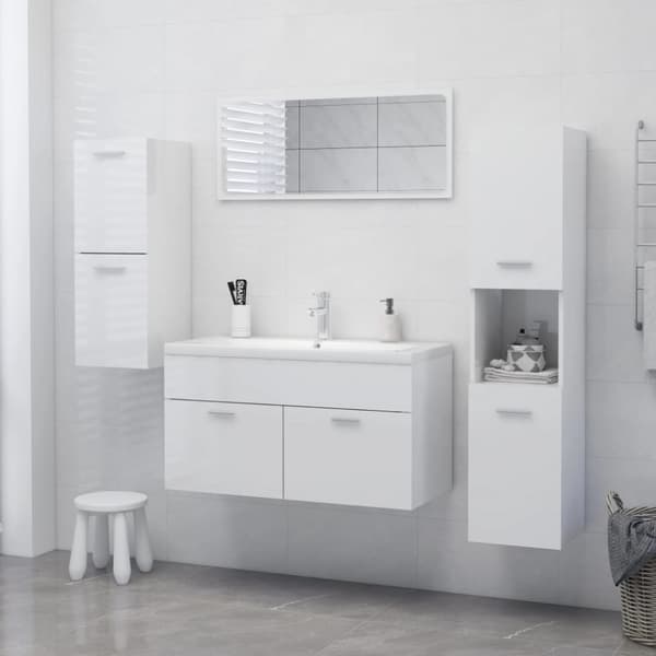 vidaXL Baderomsskap høyglans hvit 30x30x80 cm konstruert tre