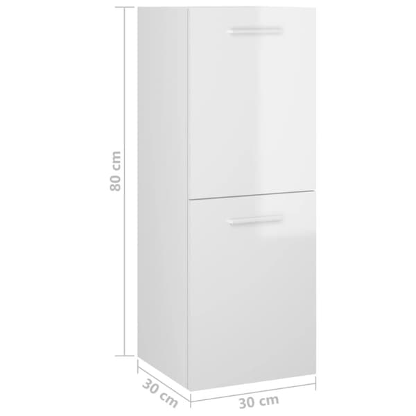 vidaXL Baderomsskap høyglans hvit 30x30x80 cm konstruert tre