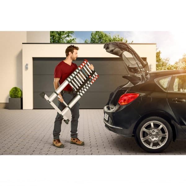 Hailo T80 aluminium teleskopstige 11 trin + stabiliseringsstang 103-322 cm