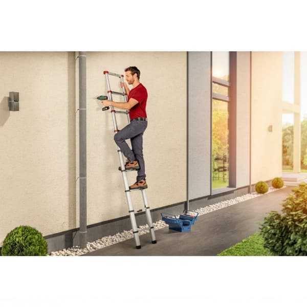 Hailo T80 aluminium teleskopstige 11 trin + stabiliseringsstang 103-322 cm