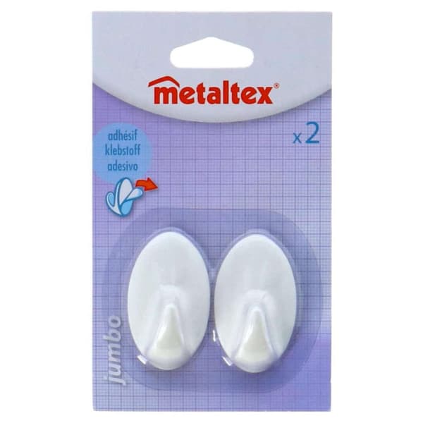 Metaltex Oval Plakhaken 2 Stuks Wit