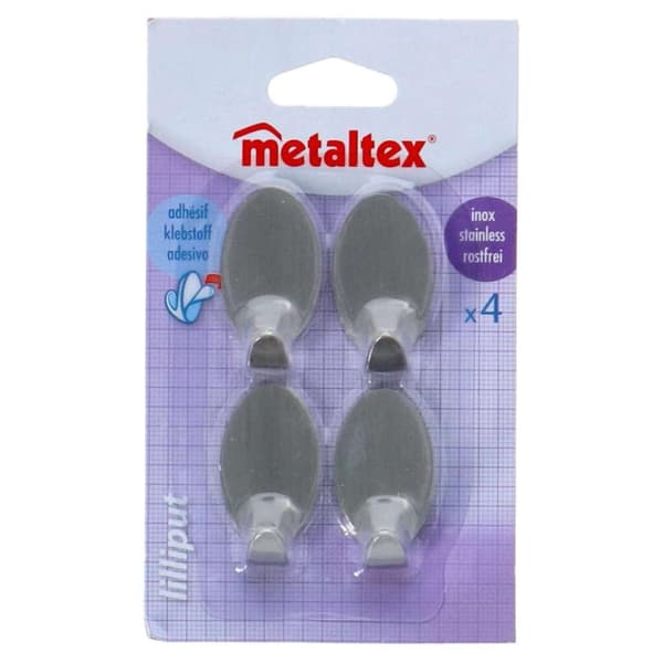 Metaltex Oval Plakhaken Small 4 Stuks RVS