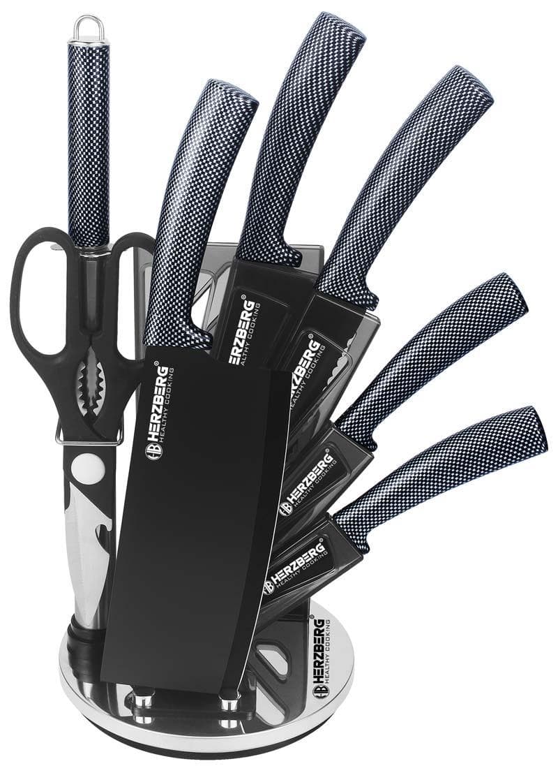 Knivset med knivställ 8 delar - Carbon