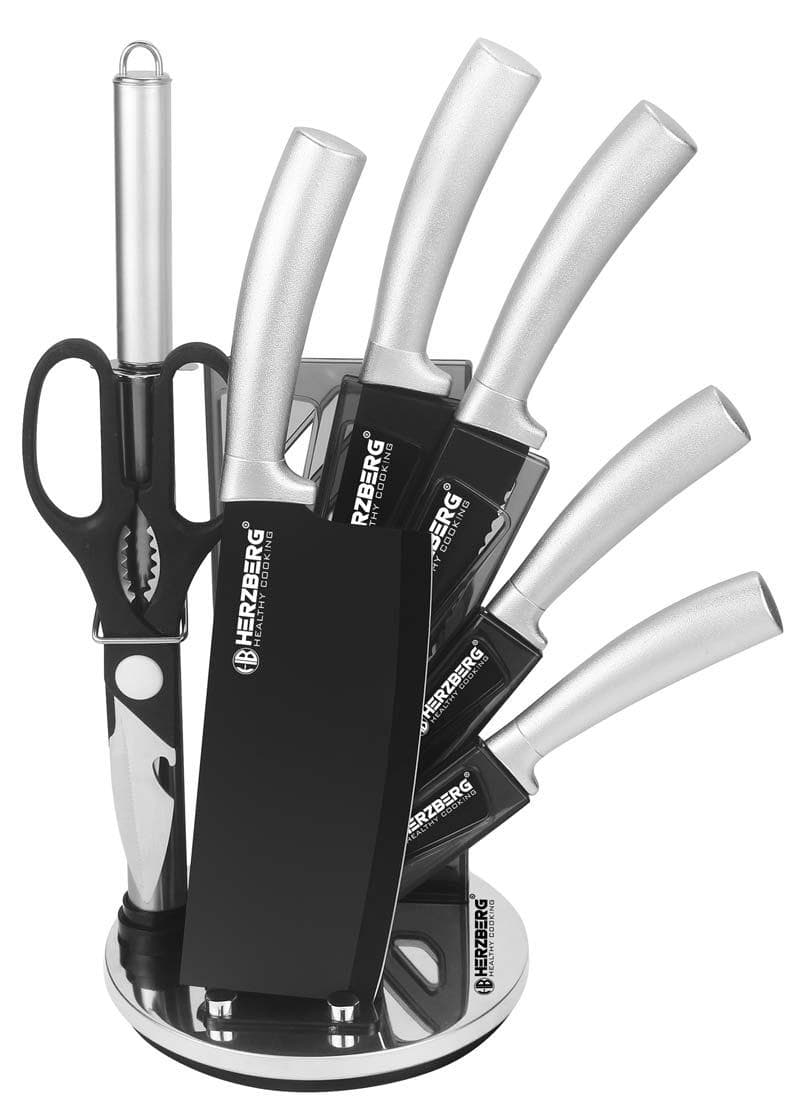 Knivset med knivställ 8 delar - Silver