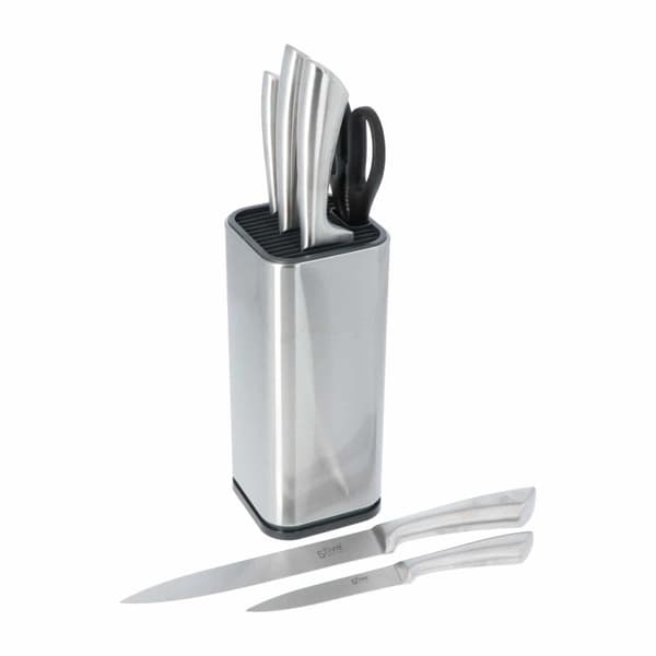 Knivsett med saks og knivstativ