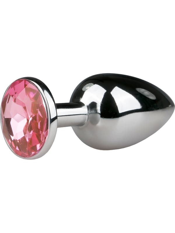 EasyToys: Metal Butt Plug No. 1 with Crystal Silver/Rosa