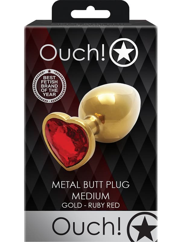 Ouch!: Heart Gem Metal Butt Plug, medium