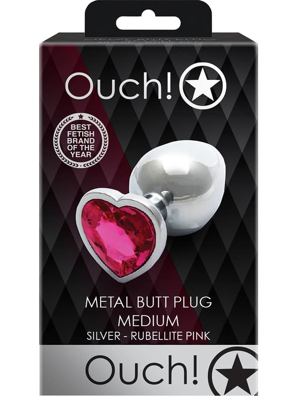Ouch!: Heart Gem Metal Butt Plug, medium
