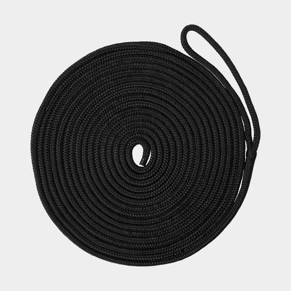 Förtöjningslina med splitsad ögla Robline Vinga, dubbelflätad polyester, Ø12 mm, 12 meter, svart