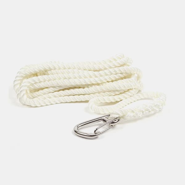 Förtöjningslina med isplitsad karbinhake Robline, armerad 3-slagen polyester, Ø10 mm, 10 meter, vit