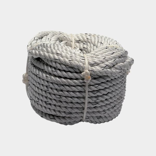 Ankarlina med rostfri kaus 1852-Marine, 3-slagen polyester, Ø10 mm, 40 meter, vit