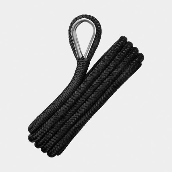 Förtöjningslina med rostfri kaus NOCK Långedrag, 24-flätad polyester, Ø14 mm, 4 meter, svart