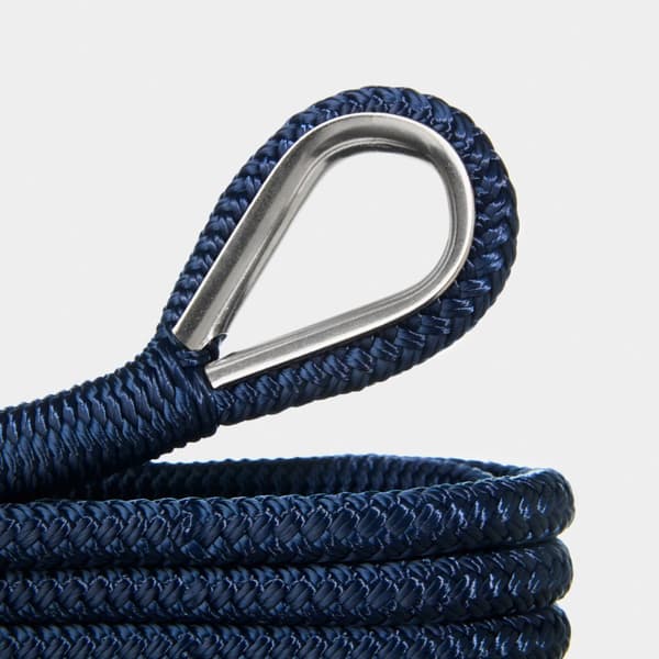 Förtöjningslina med rostfri kaus NOCK Långedrag, 24-flätad polyester, Ø14 mm, 4 meter, marinblå