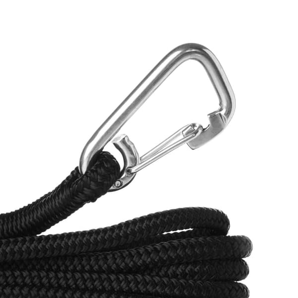 Förtöjningslina med isplitsad karbinhake NOCK Marstrand Klick&amp;Go, 16-flätad polyester, Ø12 mm, 6 meter, svart