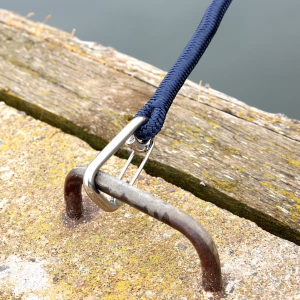 Förtöjningslina med isplitsad karbinhake NOCK Marstrand Klick&amp;Go, 24-flätad polyester, Ø14 mm, 6 meter, marinblå