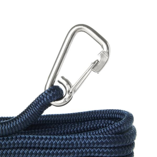 Förtöjningslina med isplitsad karbinhake NOCK Marstrand Klick&amp;Go, 24-flätad polyester, Ø14 mm, 6 meter, marinblå