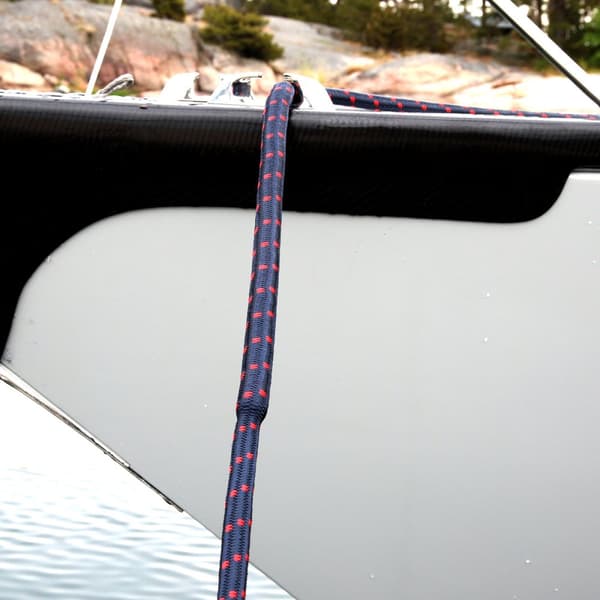 Förtöjningslina med förstärkt ögla NOCK Gullholmen, extra elastisk, 24-flätad nylon, Ø12 mm, 4 meter, blå/röd