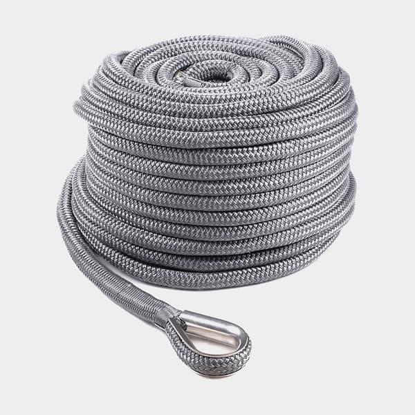 Ankarlina med rostfri kaus Qvarken Dockline, flätad polyester, Ø14 mm, 40 meter, grå