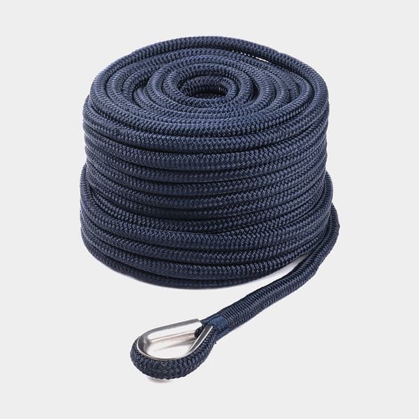 Ankarlina med rostfri kaus Qvarken Dockline, flätad polyester, Ø12 mm, 35 meter, navy