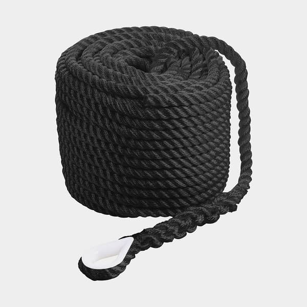 Ankarlina med kaus Qvarken Classic, 3-slagen polyester, Ø14 mm, 40 meter, svart