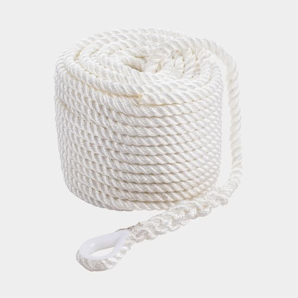 Ankarlina med kaus Qvarken Classic, 3-slagen polyester, Ø16 mm, 40 meter, vit
